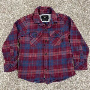 Quiksilver Long Sleeve Flannel Button Down Shirt - Size 4T - Red/Blue